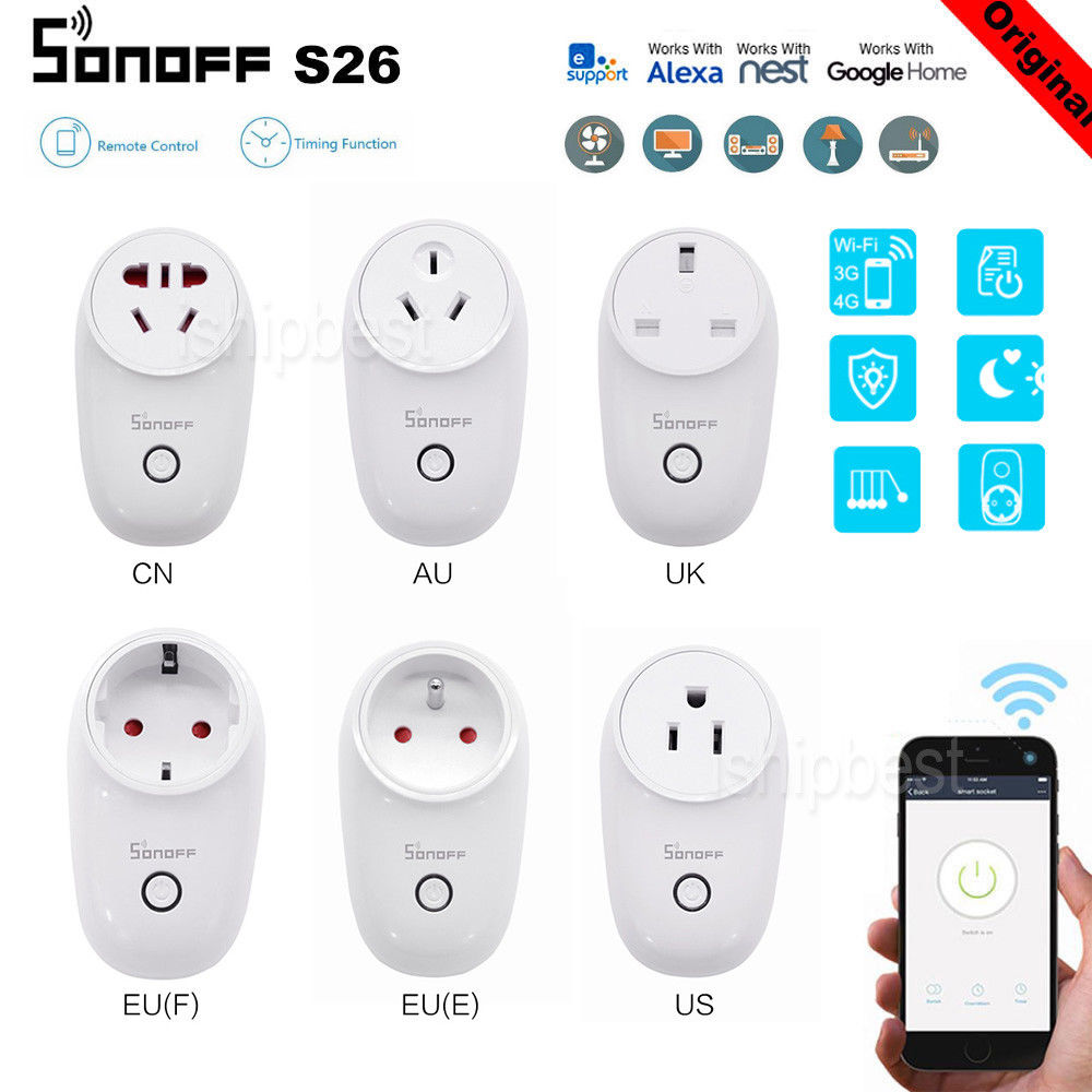 Smart Home Steckdose Sonoff S20 oder S26 bei eBay zum Preis von 4,60 € / Stück bei Kauf von 2 Stück!